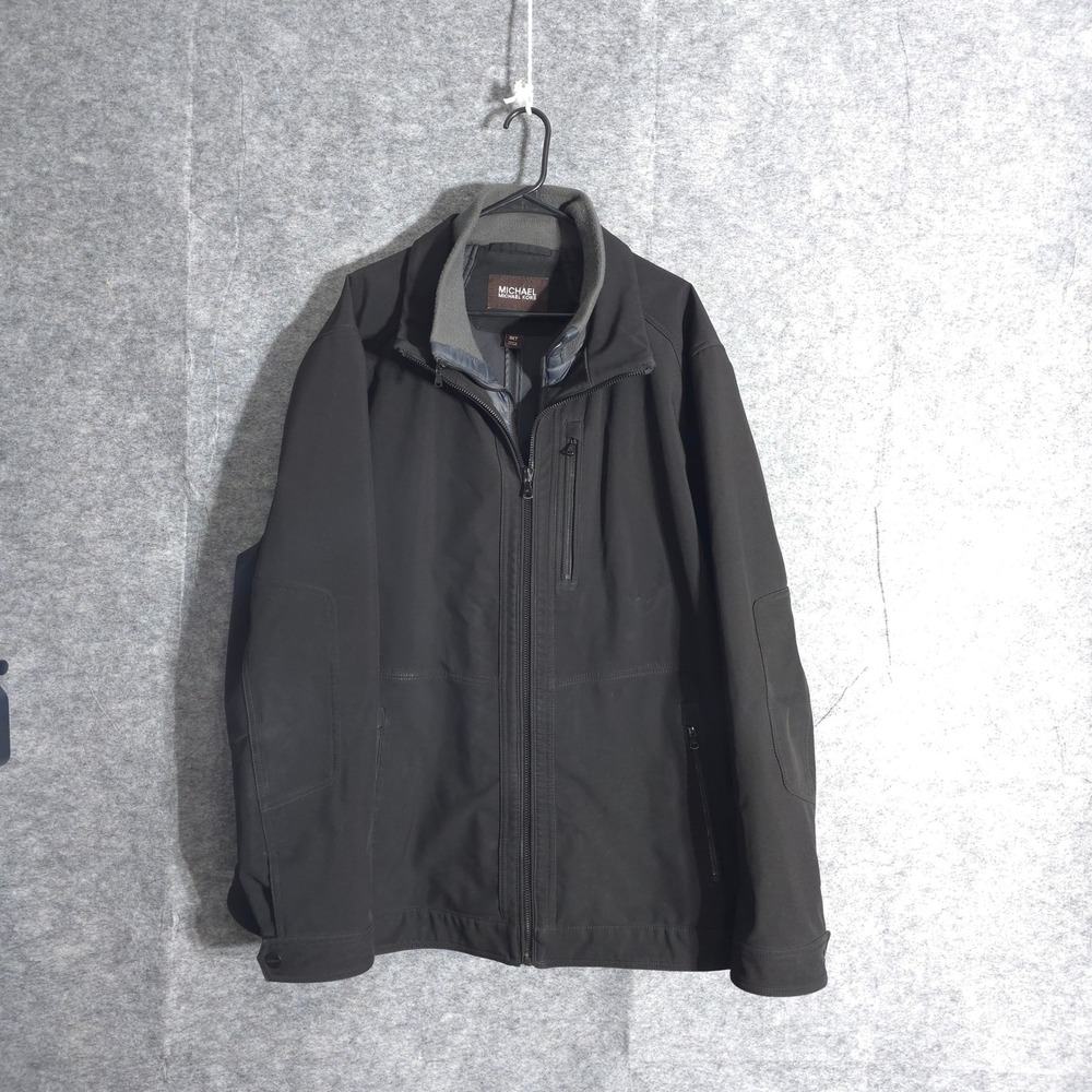 Michael Kors Softshell Jacket Mens‎ 3XT Black Full Zip Outdoor Coat Warm Solid